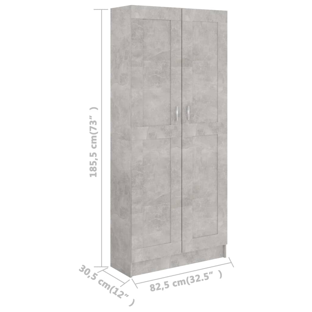 Aparador de Sala Léa - Cor Cinzento Cimento - Com 5 Prateleiras - 82,5x30,5x185,5 cm - Contraplacado e MDF - Design Nórdico