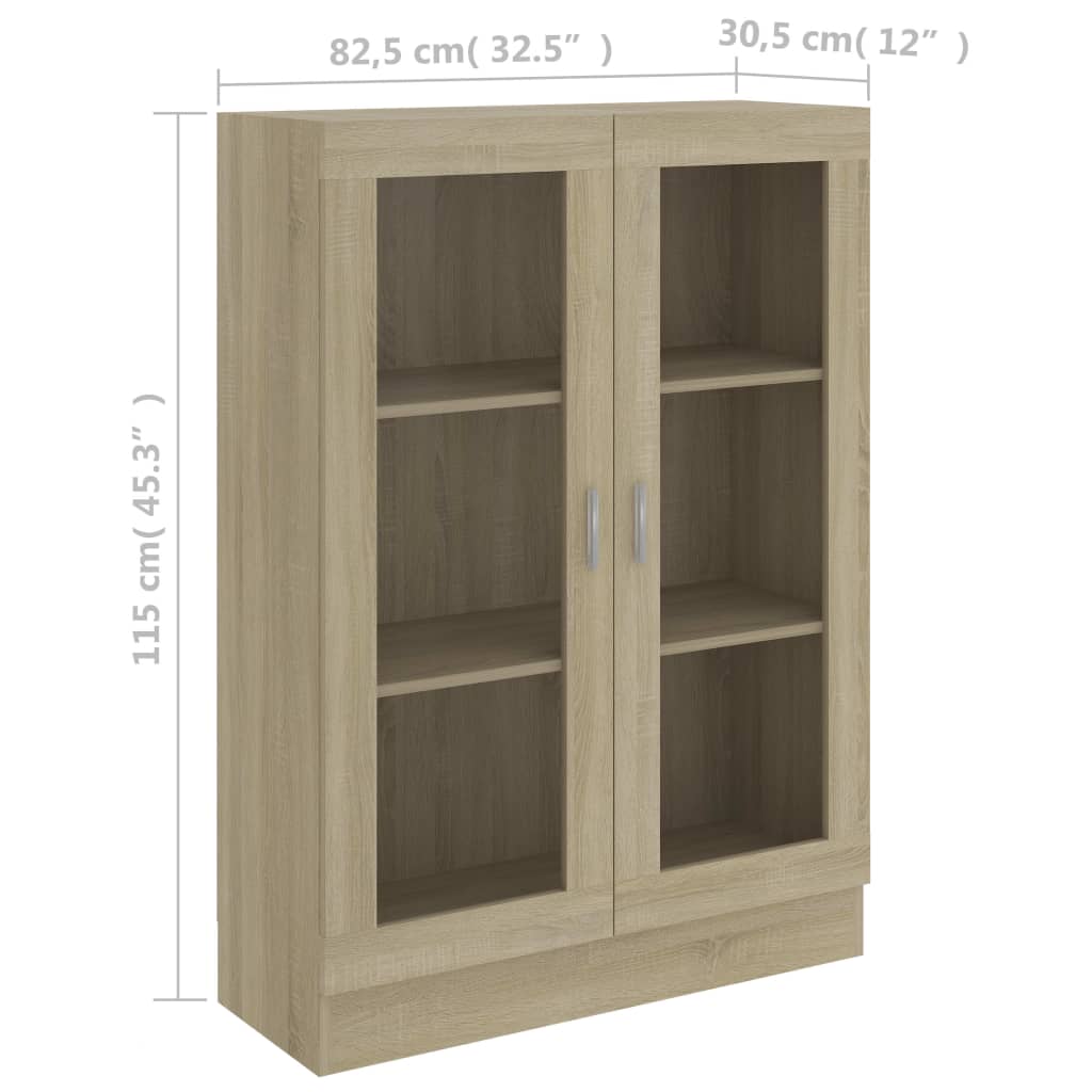 Vitrine Real de 115 cm - Carvalho - Design Moderno