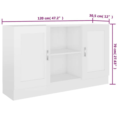 Aparador Real de 120 cm - Branco Brilhante - Design Moderno