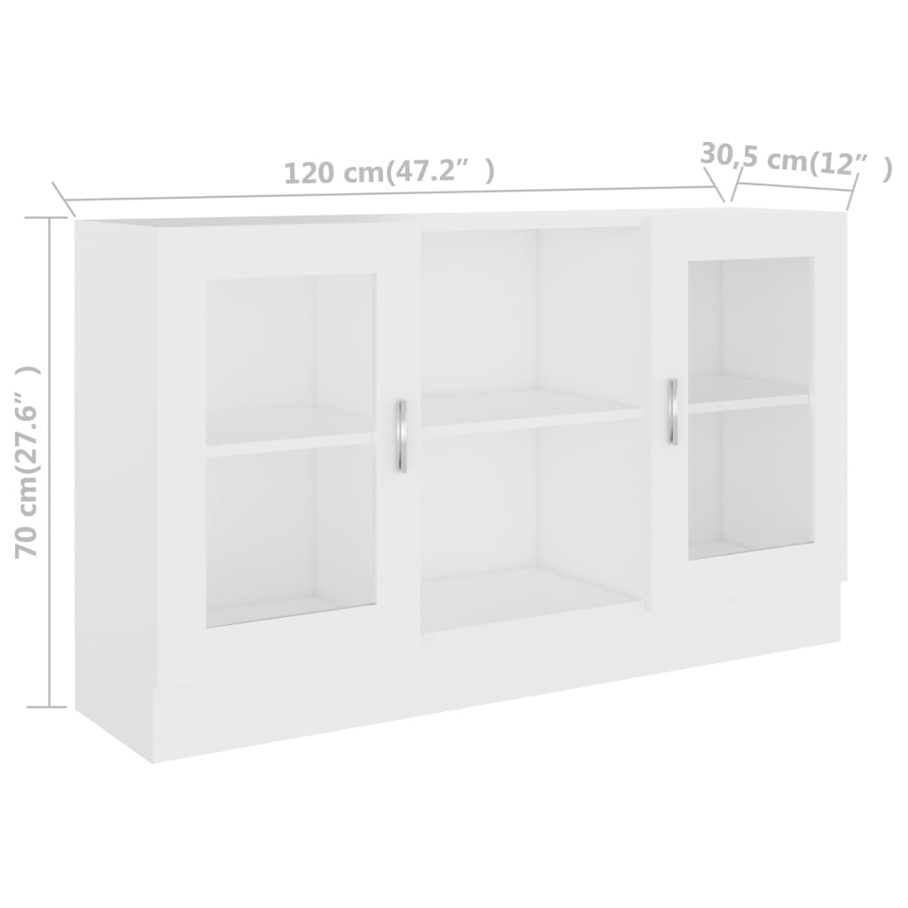 Aparador Vitrine Real de 120 cm - Branco - Design Moderno