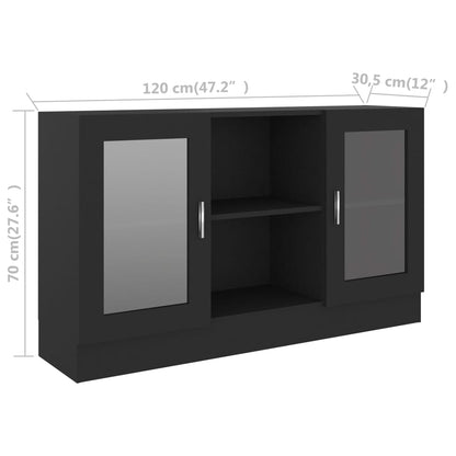 Aparador Vitrine Real de 120 cm - Preto - Design Moderno