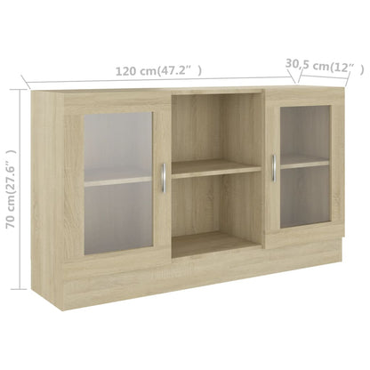 Aparador Vitrine Real de 120 cm - Carvalho - Design Moderno