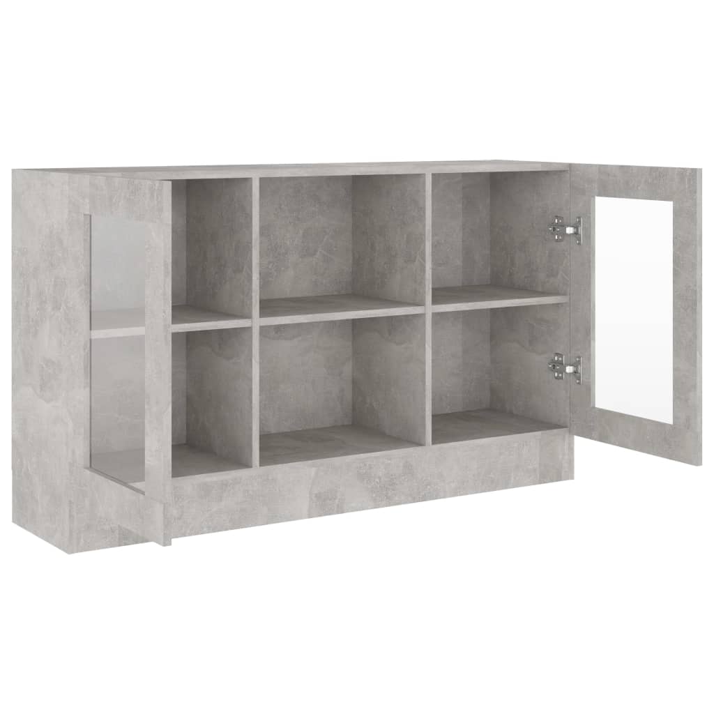 Aparador Vitrine Real de 120 cm - Cinzento Cimento - Design Moderno