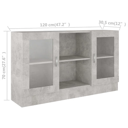 Aparador Vitrine Real de 120 cm - Cinzento Cimento - Design Moderno