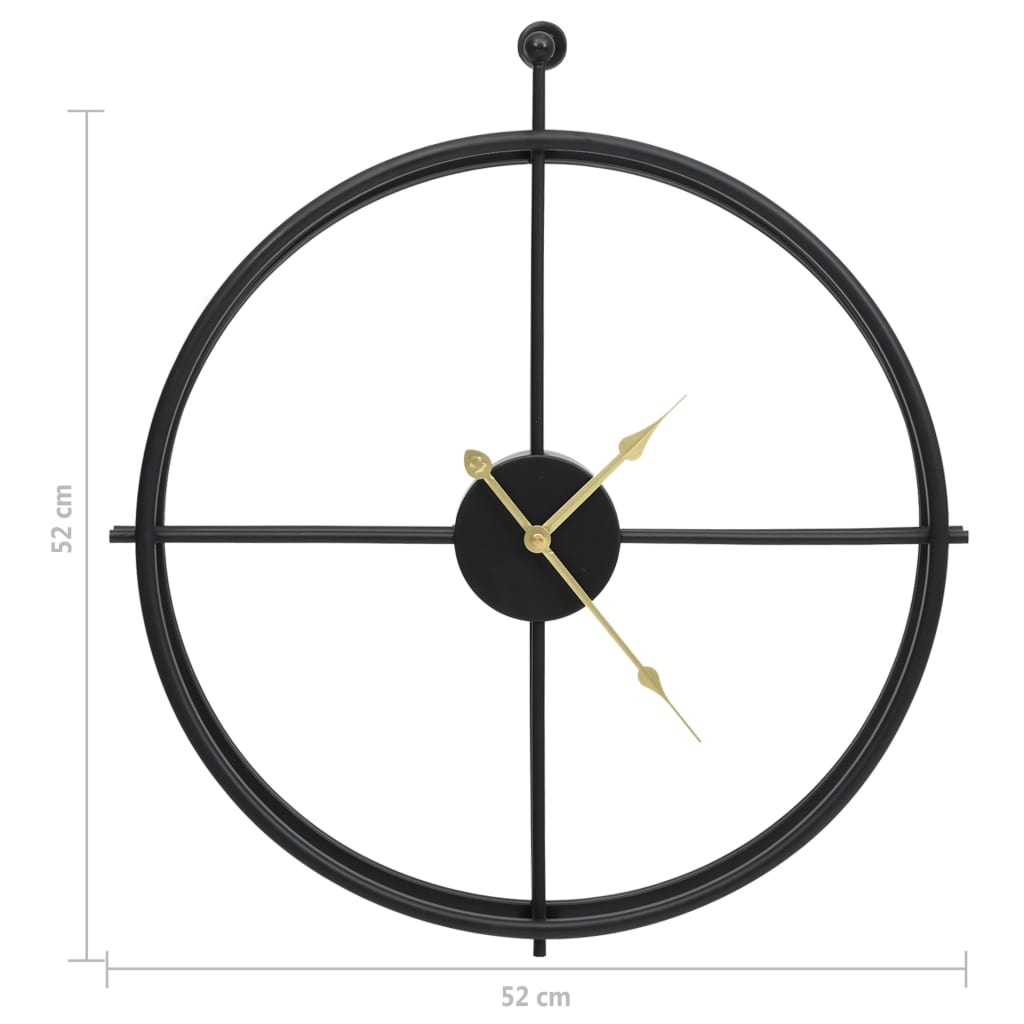 Relógio de parede 52 cm ferro preto