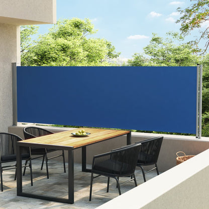 Toldo lateral retrátil para pátio 140x600 cm azul