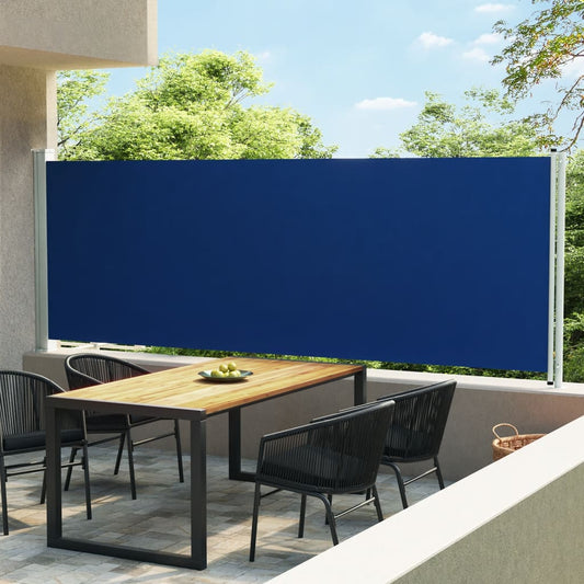 Toldo lateral retrátil para pátio 600x160 cm azul