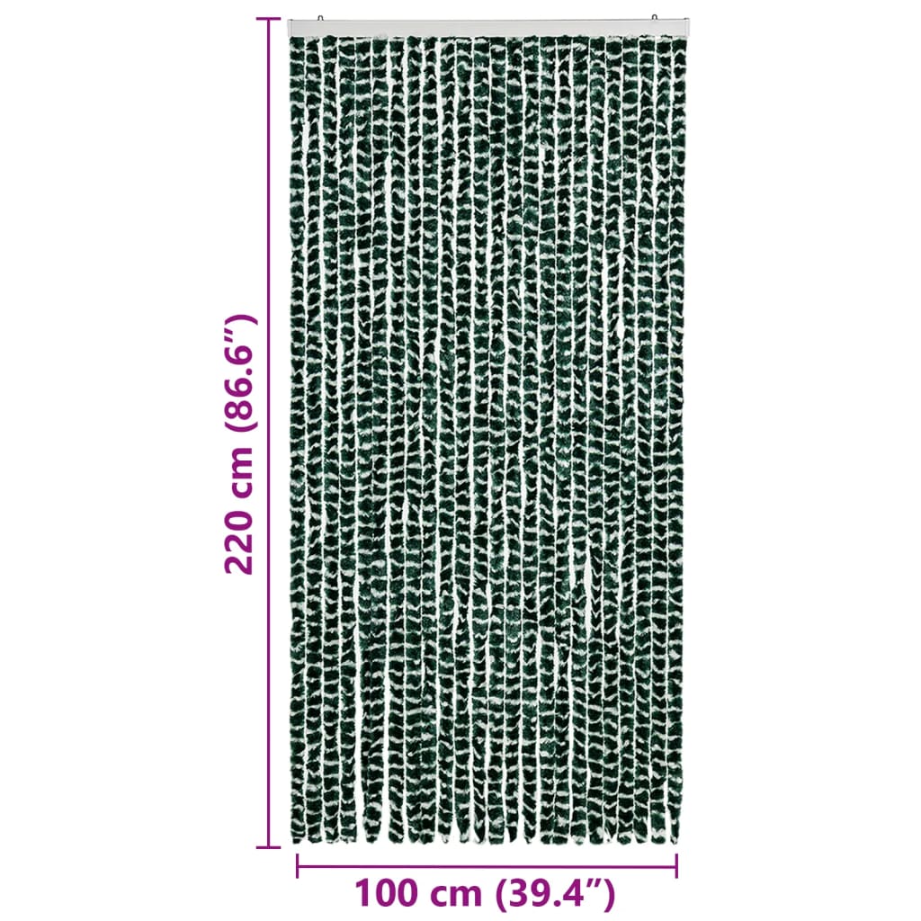 Cortina anti-insetos 100x220 cm chenille verde e branco