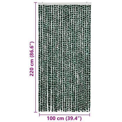 Cortina anti-insetos 100x220 cm chenille verde e branco