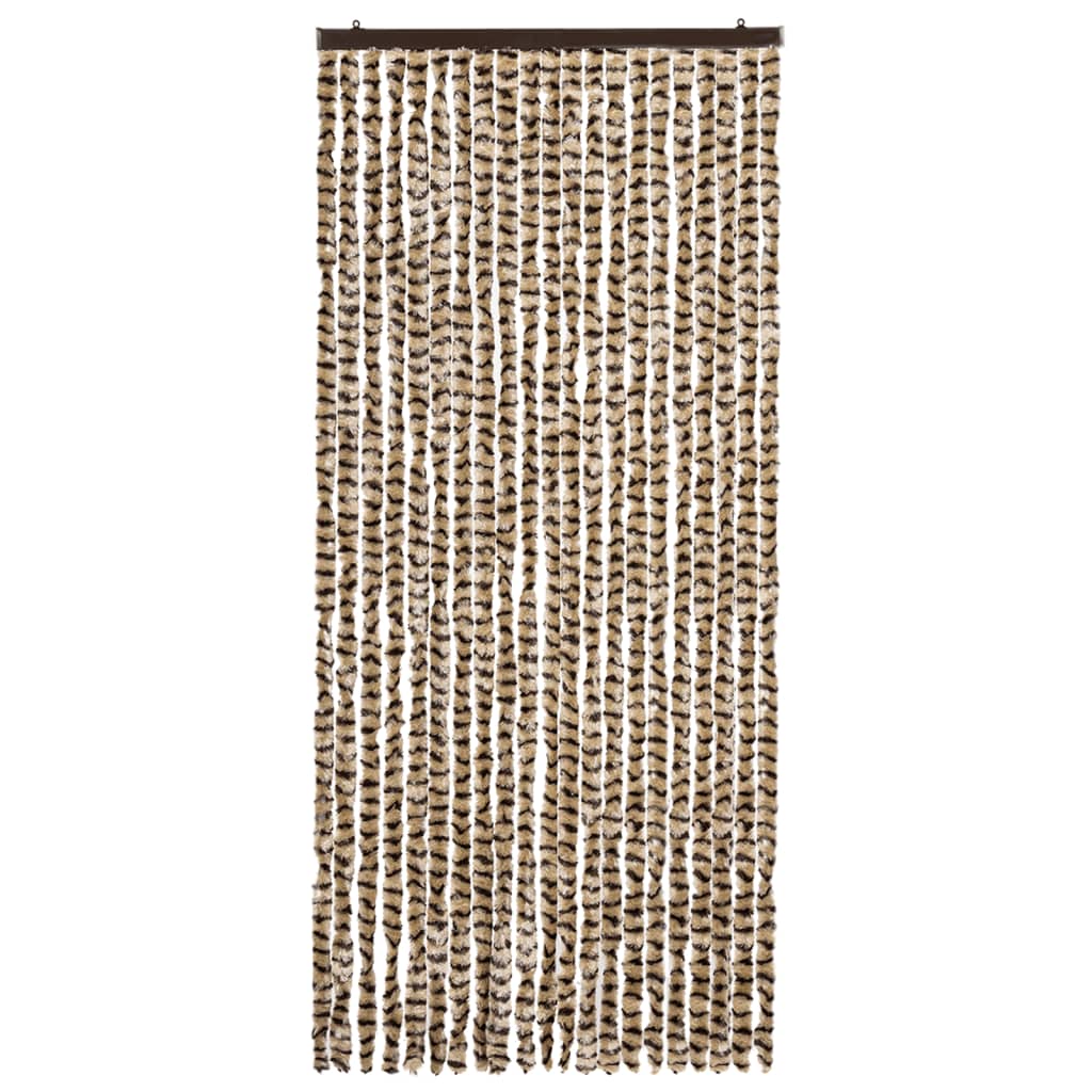 Cortina anti-insetos 90x220 cm chenille bege e castanho