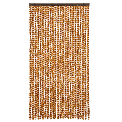 Cortina anti-insetos 100x220 cm chenille ocre e branco