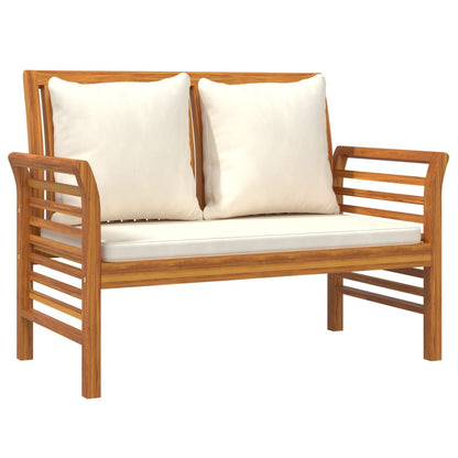 2 pcs conj. lounge jardim c/ almofadões branco nata acácia