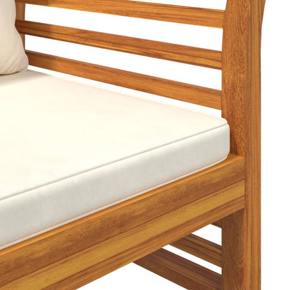 2 pcs conj. lounge jardim c/ almofadões branco nata acácia