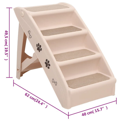 Escadas para cães dobráveis 62x40x49,5 cm cor creme