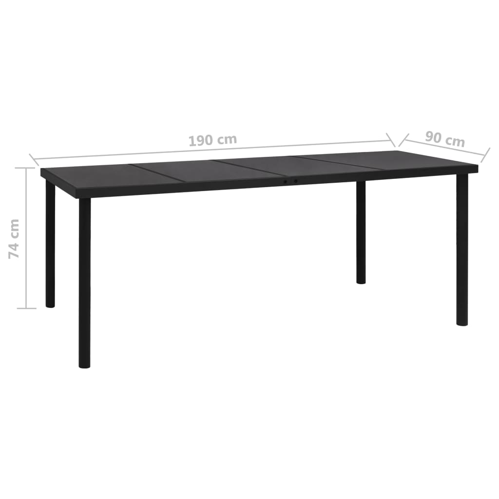 Mesa de jardim 190x90x74 cm aço preto