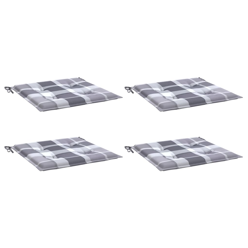 Almofadões cadeiras jardim 4pcs tecido oxford xadrez cinzento