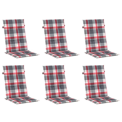 Almofadões cadeiras altas de jardim 6pcs tecido xadrez vermelho