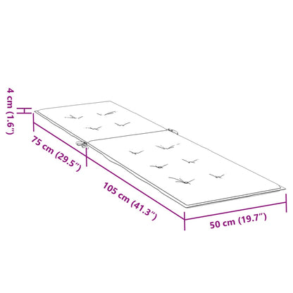 Almofadão para cadeira de terraço (75+105)x50x3cm cinzento