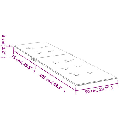 Almofadão para cadeira de terraço (75+105)x50x3cm preto