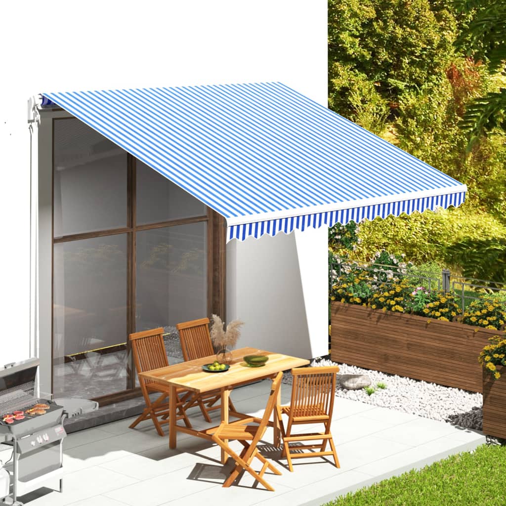 Tecido de substituição para toldo 4x3,5 m azul e branco