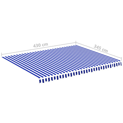 Tecido de substituição para toldo 4,5x3,5 m azul e branco