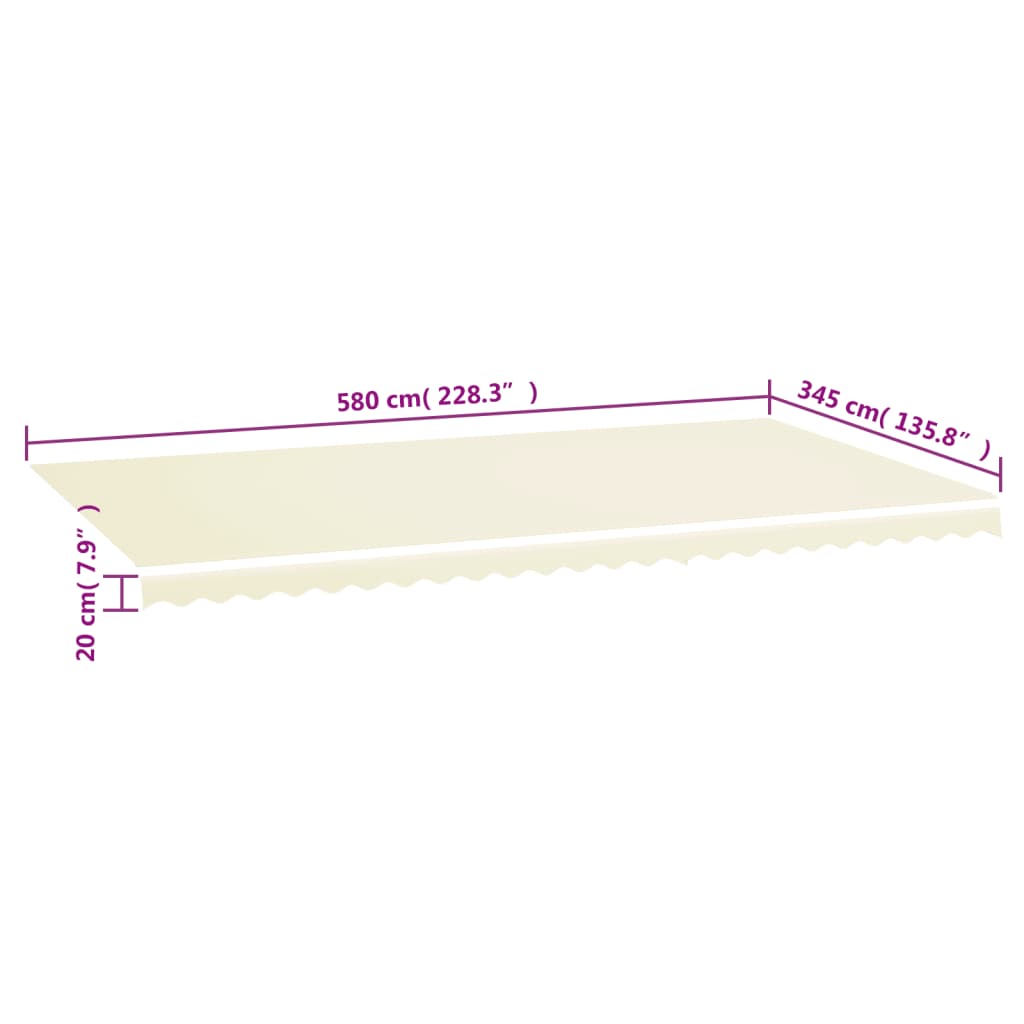 Tecido de substituição para toldo 6x3,5 m cor creme