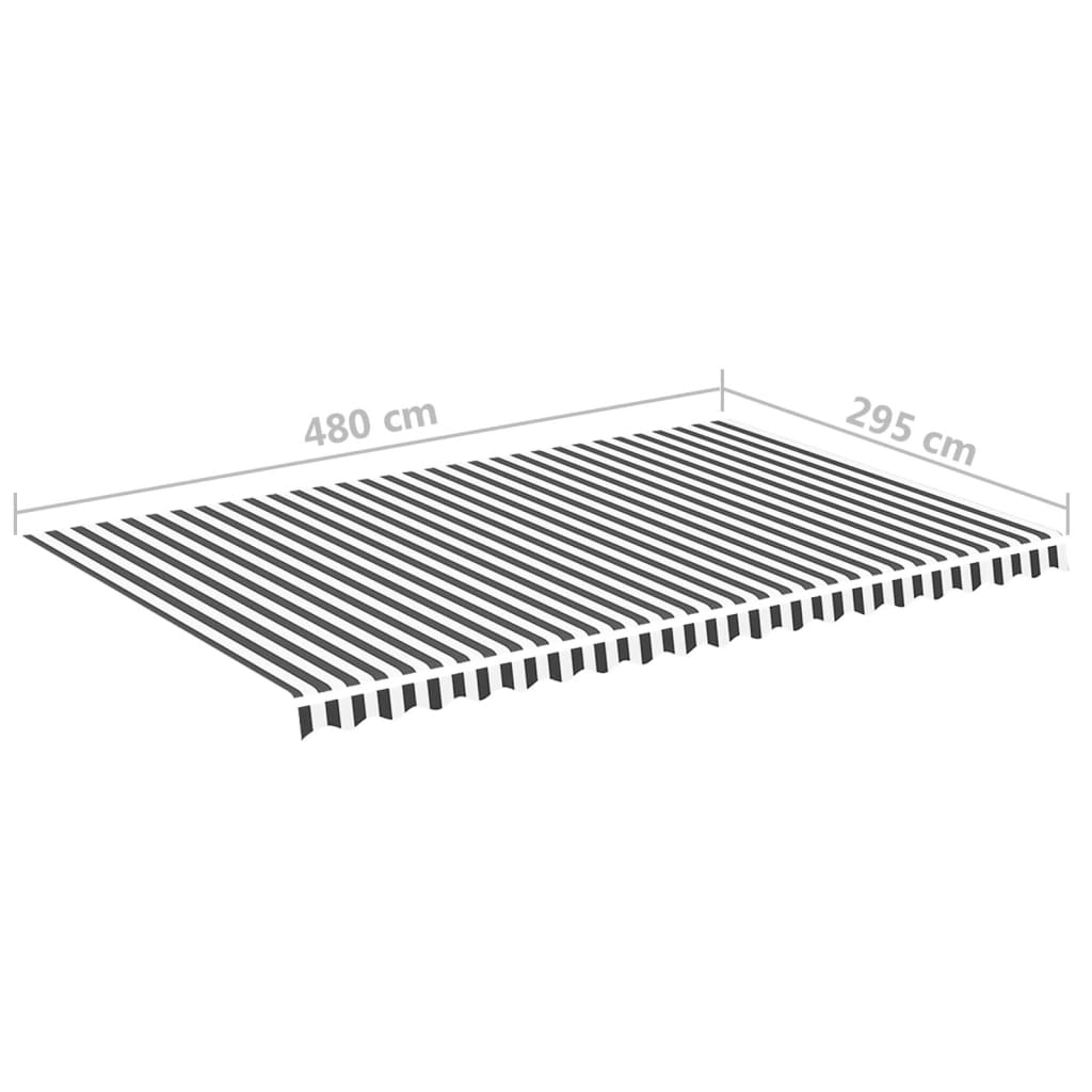 Tecido de substituição para toldo 5x3 m antracite e branco