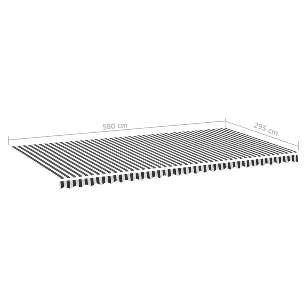 Tecido de substituição para toldo 6x3 m antracite e branco