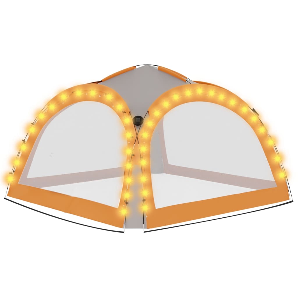 Tenda festas LED 4 paredes laterais 3,6x3,6x2,3 m cinza/laranja