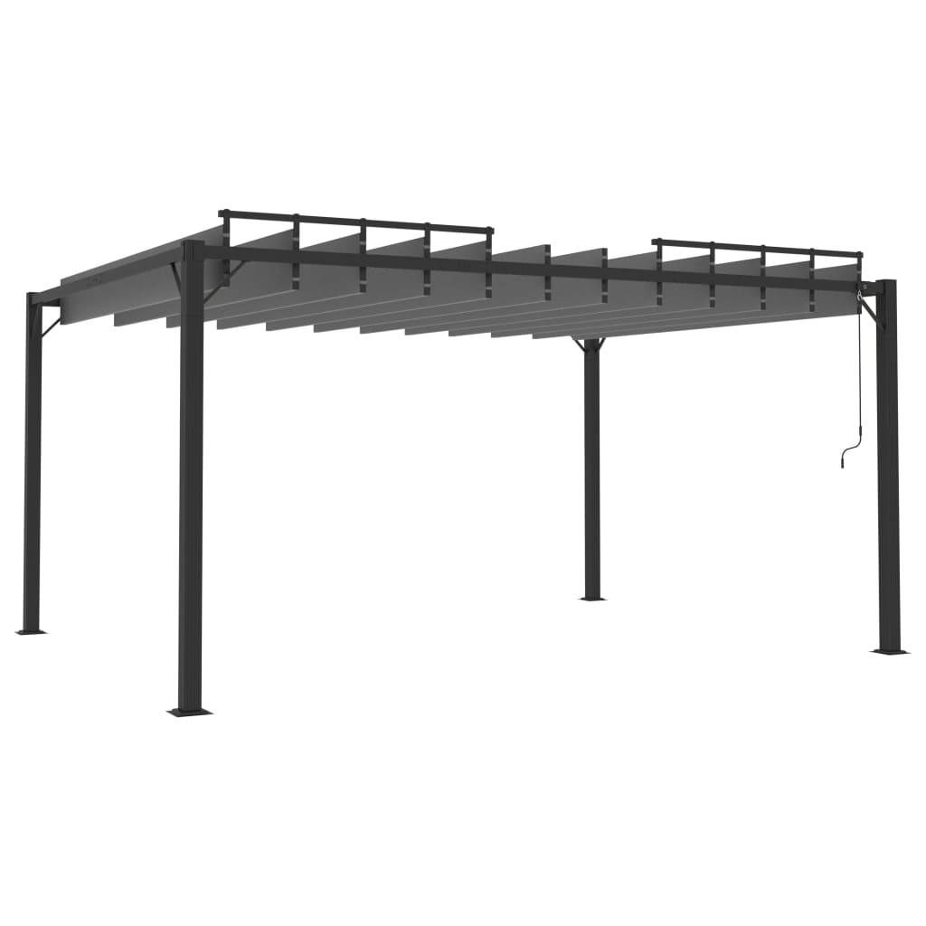 Gazebo c/ telhado de persiana 3x4 m tecido antracite e alumínio