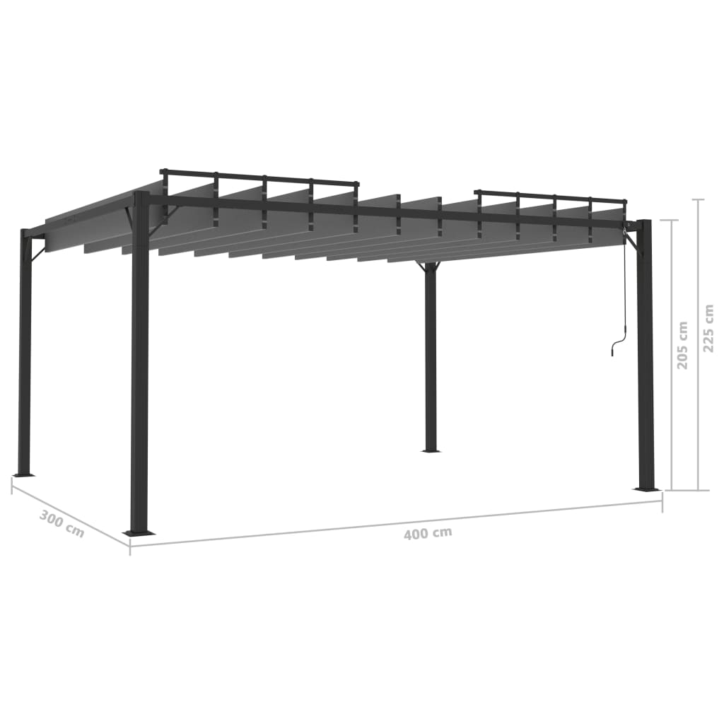 Gazebo c/ telhado de persiana 3x4 m tecido antracite e alumínio