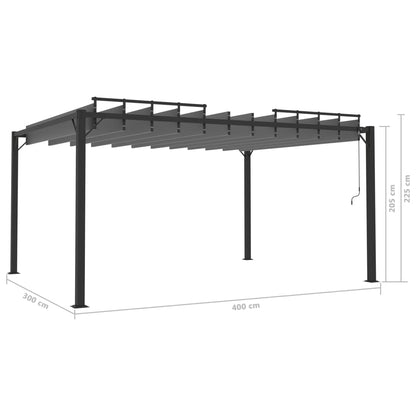 Gazebo c/ telhado de persiana 3x4 m tecido antracite e alumínio