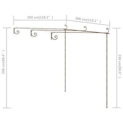 Pérgola de jardim 3x3x2,5 m ferro castanho antigo