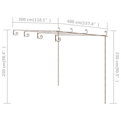 Pérgola de jardim 4x3x2,5 m ferro castanho antigo