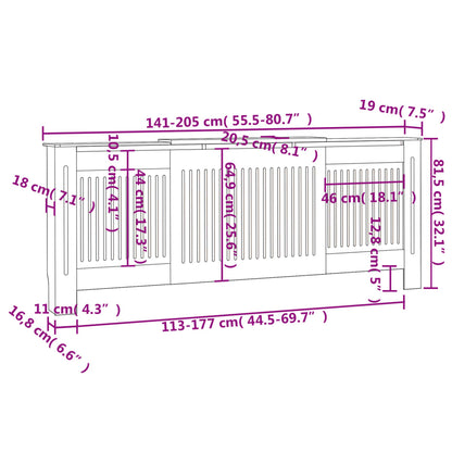 Cobertura de radiador MDF 205 cm branco