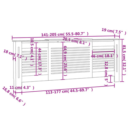 Cobertura de radiador MDF 205 cm branco