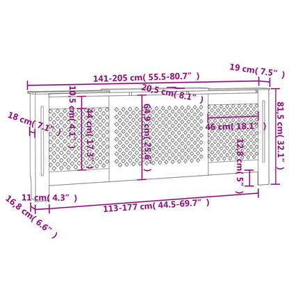 Cobertura de radiador MDF 205 cm branco