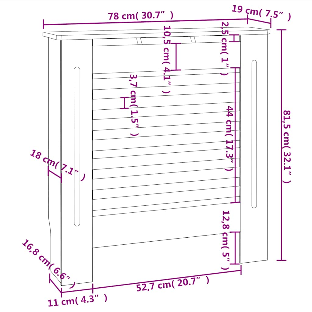 Cobertura de radiador MDF 78 cm branco