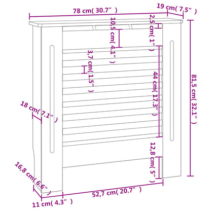 Cobertura de radiador MDF 78 cm cinzento