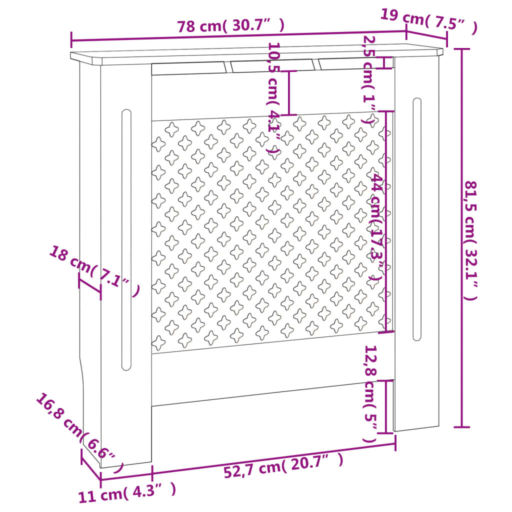 Cobertura de radiador MDF 78 cm branco