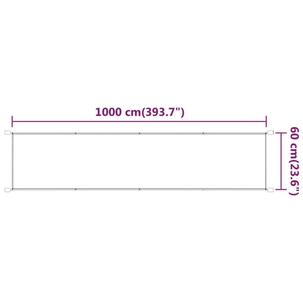 Toldo vertical 60x1000 cm tecido oxford branco