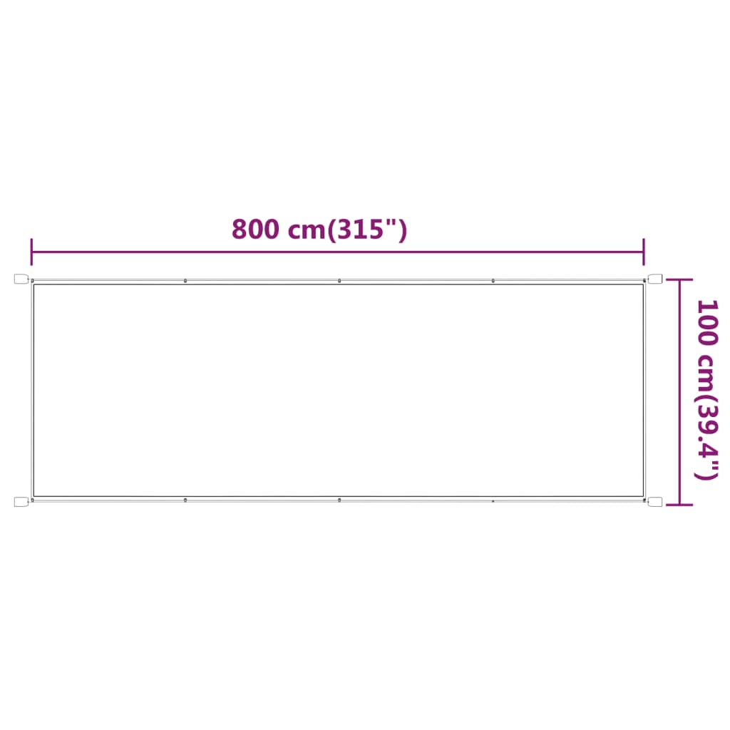 Toldo vertical 100x800 cm tecido oxford branco