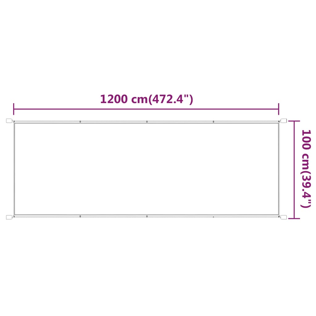 Toldo vertical 100x1200 cm tecido oxford branco