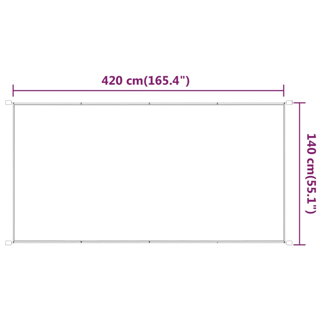 Toldo vertical 140x420 cm tecido oxford branco