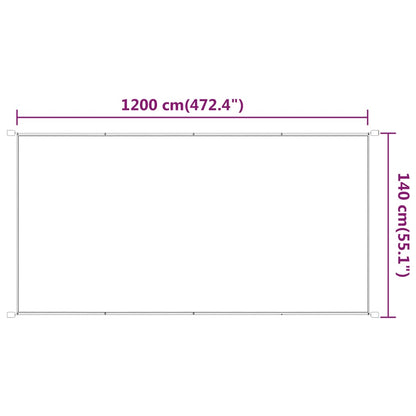 Toldo vertical 140x1200 cm tecido oxford branco