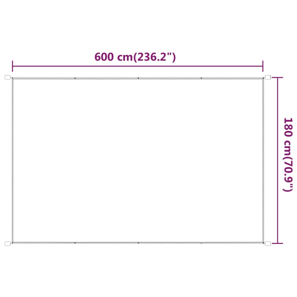 Toldo vertical 180x600 cm tecido oxford branco