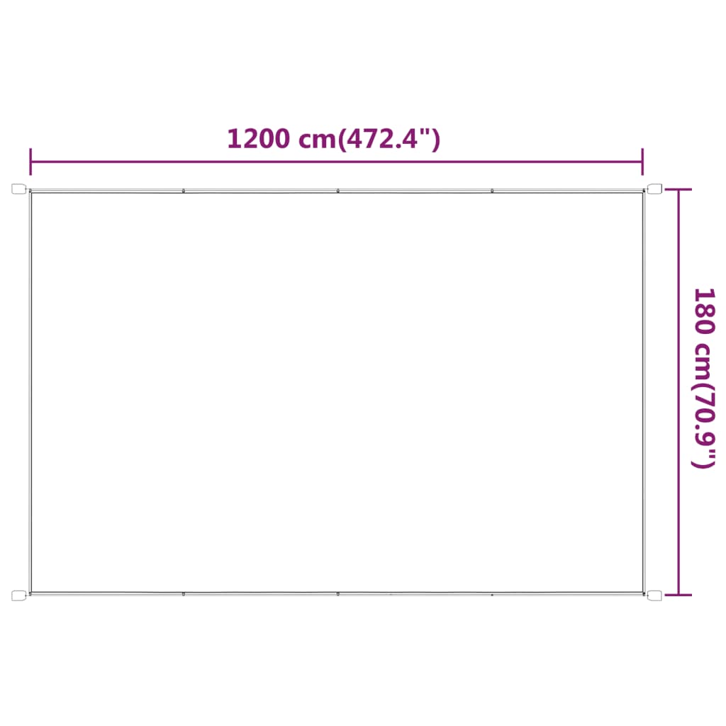 Toldo vertical 180x1200 cm tecido oxford branco