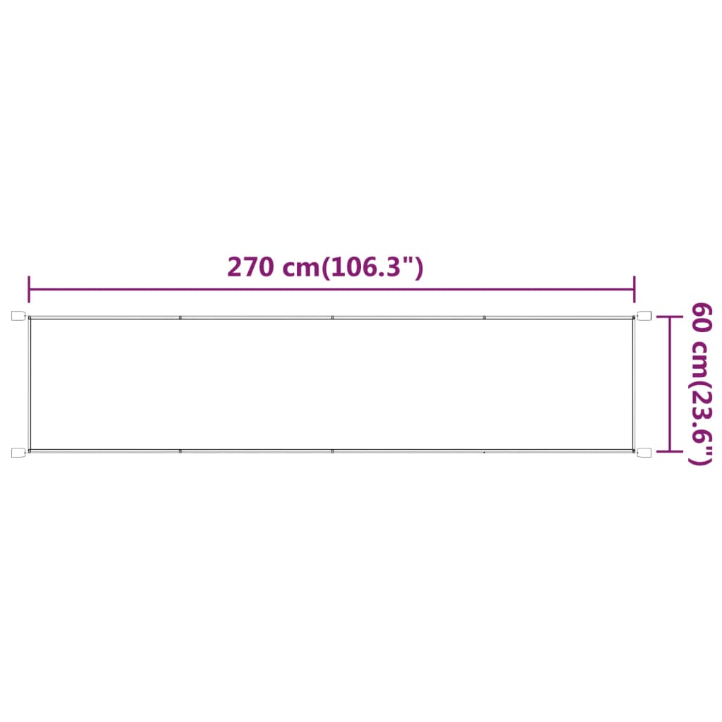 Toldo vertical 60x270 cm tecido oxford antracite