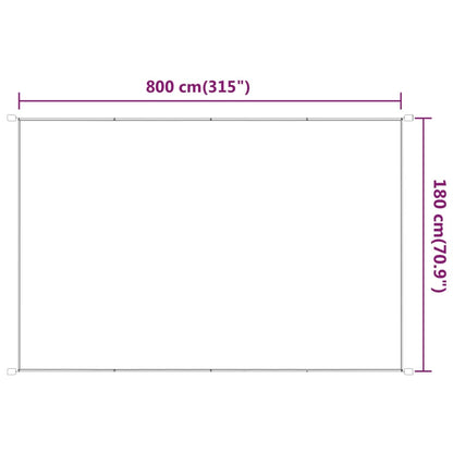 Toldo vertical 180x800 cm tecido oxford antracite