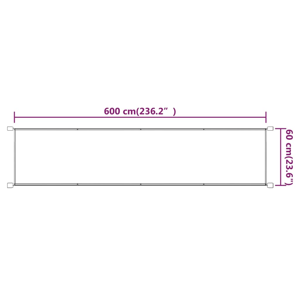 Toldo vertical 60x600 cm tecido oxford cor terracota